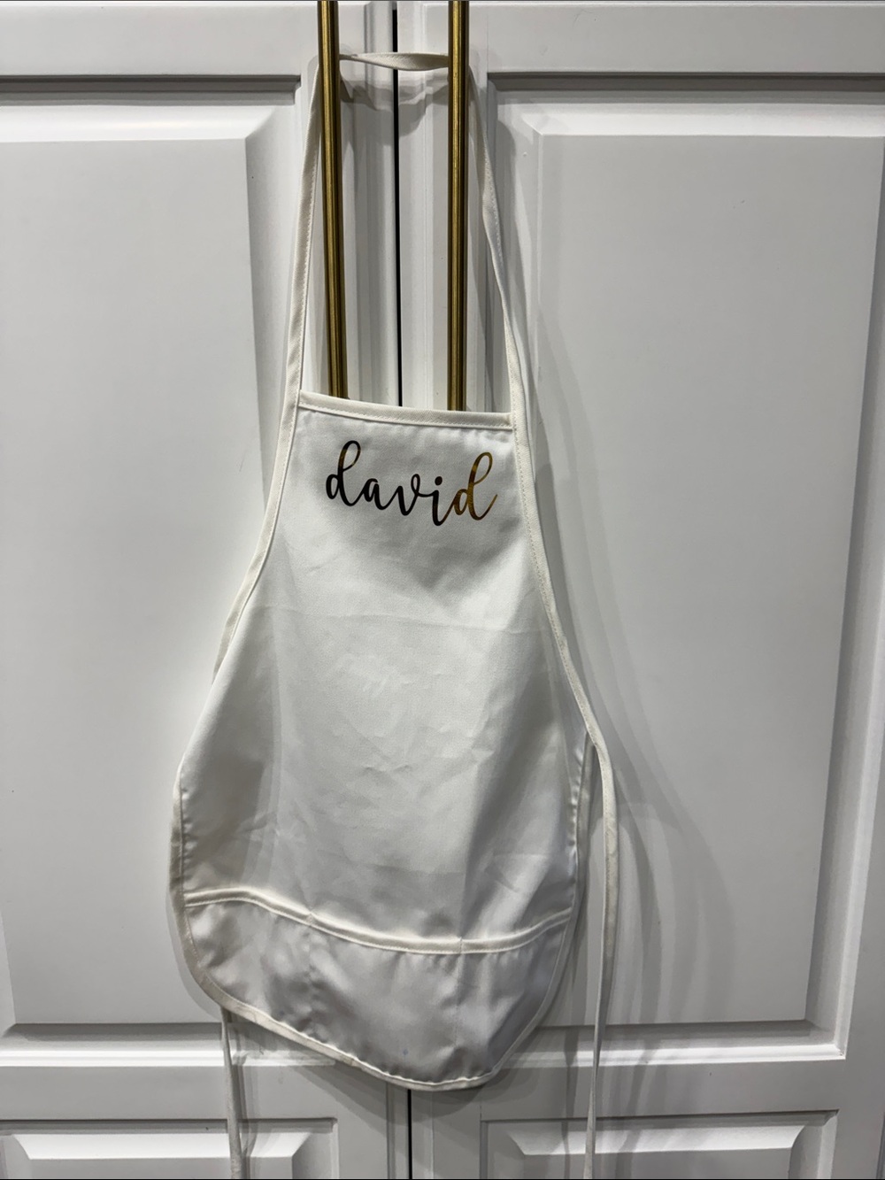 Personalized 'David' white Apron - Classic kids Kitchen Apron